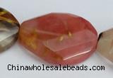 CCY233 25*35mm twisted & faceted oval volcano cherry quartz beads