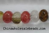 CCY404 15.5 inches 10*14mm faceted rondelle volcano cherry quartz beads