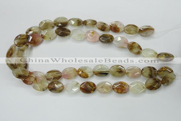 CCY418 15.5 inches 13*18mm faceted oval volcano cherry quartz beads