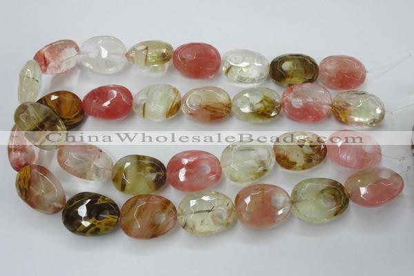 CCY444 15.5 inches 20*26mm faceted freeform volcano cherry quartz beads