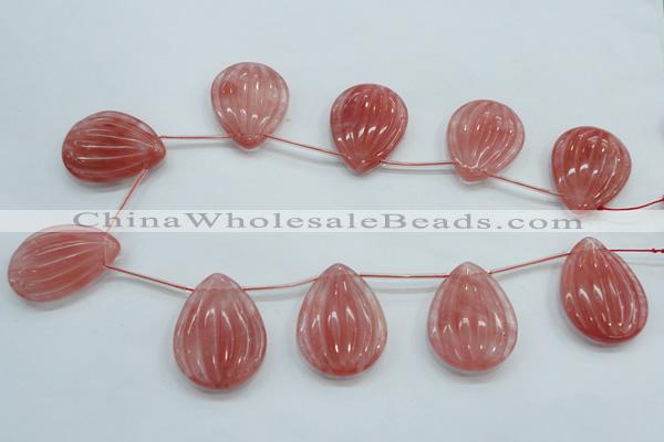 CCY57 30*40mm top-drilled teardrop cherry quartz beads wholesale