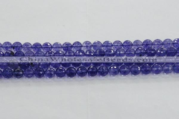 CCY604 15.5 inches 12mm faceted round blue cherry quartz beads