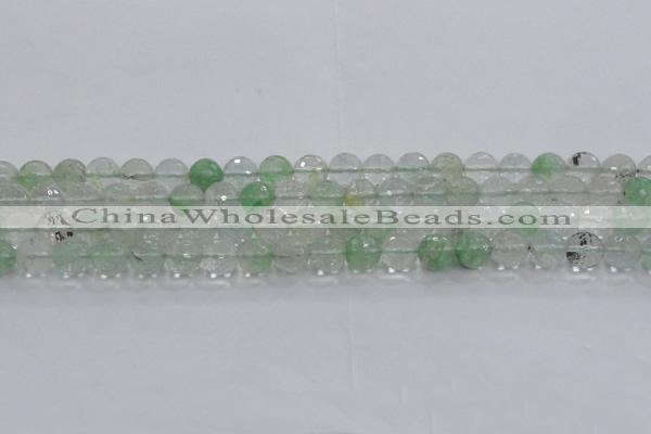 CCY613 15.5 inches 10mm faceted round green cherry quartz beads