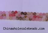 CCY624 15.5 inches 12mm round matte volcano cherry quartz beads