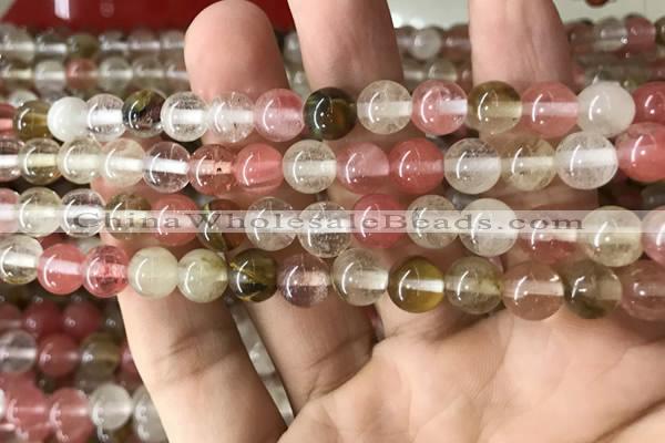 CCY632 15.5 inches 8mm round volcano cherry quartz beads wholesale