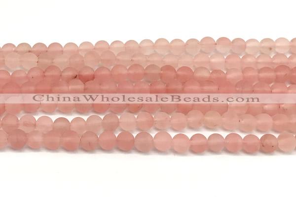 CCY671 15 inches 6mm round matte cherry quartz beads