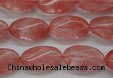 CCY70 15.5 inches 12*20mm twisted oval cherry quartz beads wholesale