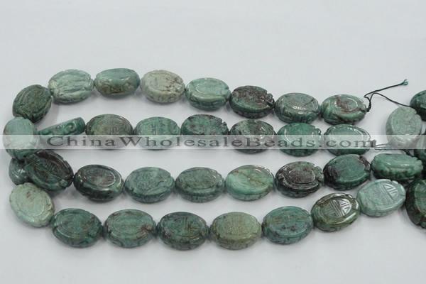 CDB14 15.5 inches 18*25mm carved oval natural new dragon blood jasper beads