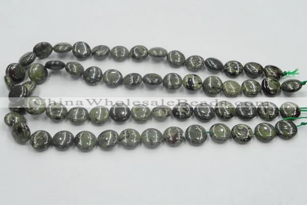 CDB207 15.5 inches 14mm flat round natural dragon blood jasper beads