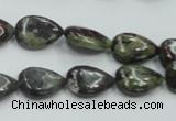 CDB215 15.5 inches 10*14mm flat teardrop natural dragon blood jasper beads