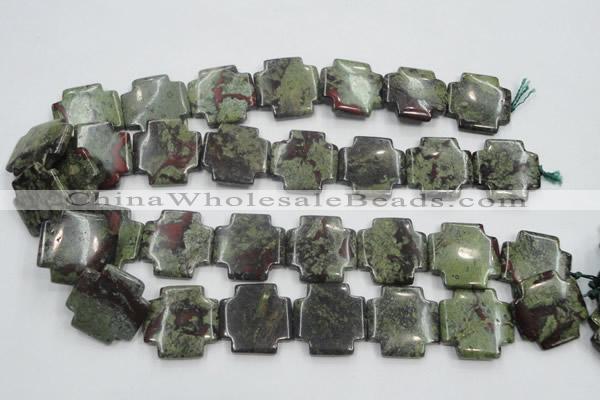 CDB225 15.5 inches 25*25mm cross natural dragon blood jasper beads