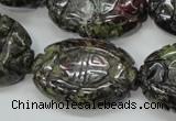 CDB248 15.5 inches 22*30mm carved oval natural dragon blood jasper beads