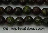 CDB310 15.5 inches 4mm faceted round dragon blood jasper beads