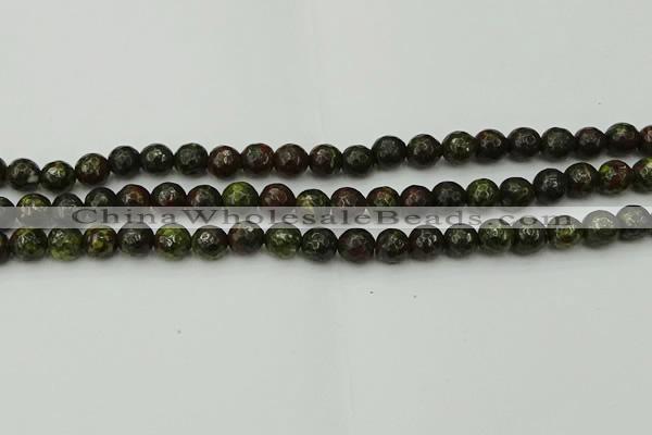 CDB310 15.5 inches 4mm faceted round dragon blood jasper beads