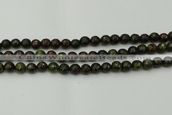 CDB312 15.5 inches 8mm faceted round dragon blood jasper beads