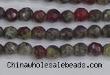 CDB320 15.5 inches 4mm faceted round dragon blood jasper beads