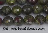 CDB322 15.5 inches 8mm faceted round dragon blood jasper beads