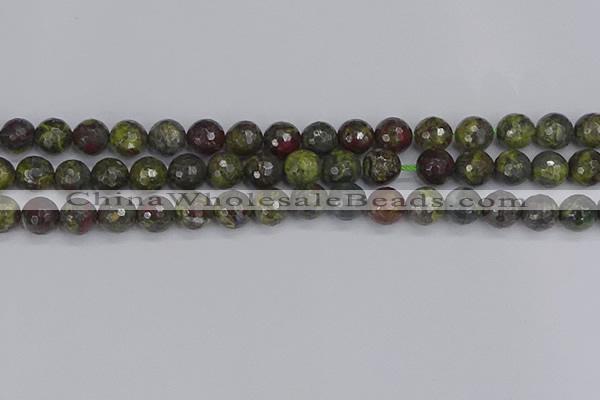 CDB323 15.5 inches 10mm faceted round dragon blood jasper beads