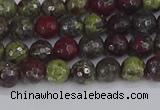 CDB328 15.5 inches 4mm faceted round A grade dragon blood jasper beads