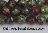 CDB330 15.5 inches 8mm faceted round A grade dragon blood jasper beads