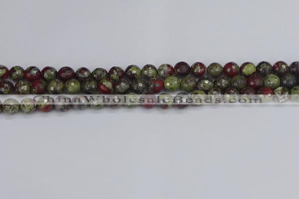 CDB330 15.5 inches 8mm faceted round A grade dragon blood jasper beads