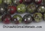 CDB331 15.5 inches 10mm faceted round A grade dragon blood jasper beads