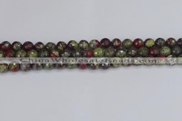 CDB331 15.5 inches 10mm faceted round A grade dragon blood jasper beads