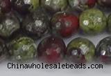 CDB332 15.5 inches 12mm faceted round A grade dragon blood jasper beads