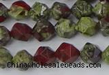 CDB336 15.5 inches 6mm faceted nuggets dragon blood jasper beads