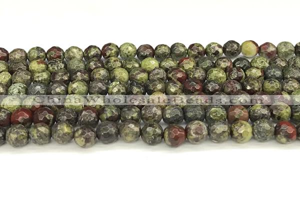 CDB350 15 inches 6mm faceted round dragon blood jasper beads