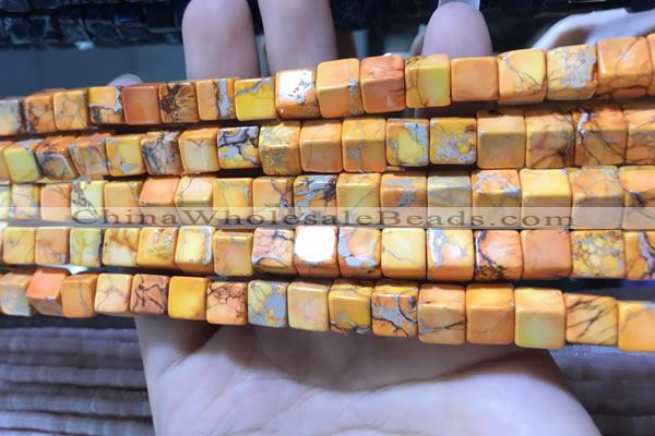 CDE1110 15.5 inches 8*8mm cube sea sediment jasper beads