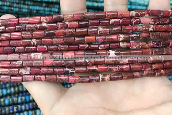 CDE1301 15.5 inches 4*6mm tube sea sediment jasper beads
