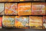 CDE1340 15.5 inches 8*8mm tube sea sediment jasper beads