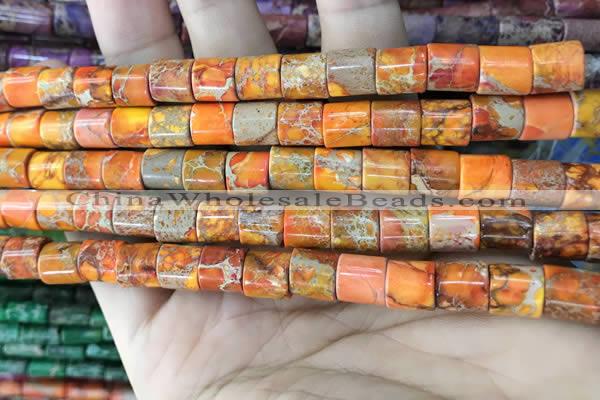 CDE1340 15.5 inches 8*8mm tube sea sediment jasper beads