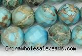 CDE1386 15.5 inches 8mm faceted round sea sediment jasper beads