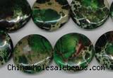 CDE174 15.5 inches 20mm flat round dyed sea sediment jasper beads