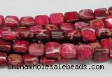 CDE19 15.5 inches 8*8mm square dyed sea sediment jasper beads