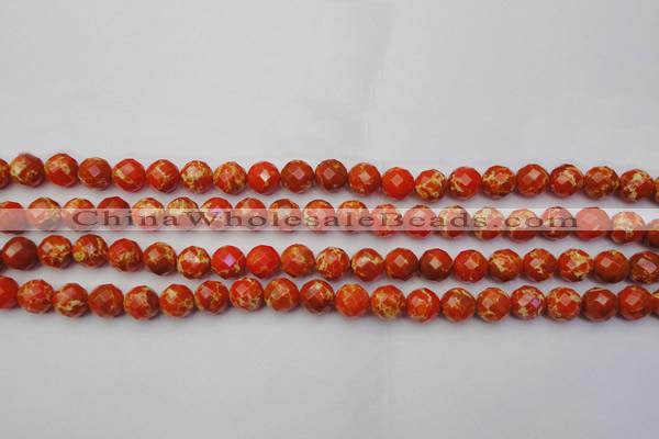 CDE2100 15.5 inches 6mm faceted round dyed sea sediment jasper beads