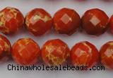 CDE2103 15.5 inches 12mm faceted round dyed sea sediment jasper beads