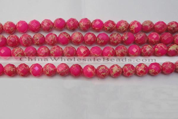 CDE2114 15.5 inches 14mm faceted round dyed sea sediment jasper beads