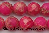 CDE2115 15.5 inches 16mm faceted round dyed sea sediment jasper beads