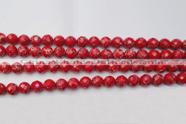 CDE2123 15.5 inches 12mm faceted round dyed sea sediment jasper beads