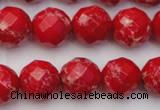 CDE2124 15.5 inches 14mm faceted round dyed sea sediment jasper beads