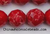 CDE2129 15.5 inches 24mm faceted round dyed sea sediment jasper beads