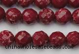 CDE2132 15.5 inches 10mm faceted round dyed sea sediment jasper beads