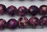 CDE2144 15.5 inches 14mm faceted round dyed sea sediment jasper beads