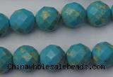 CDE2153 15.5 inches 12mm faceted round dyed sea sediment jasper beads