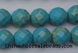 CDE2155 15.5 inches 16mm faceted round dyed sea sediment jasper beads