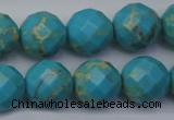 CDE2157 15.5 inches 20mm faceted round dyed sea sediment jasper beads