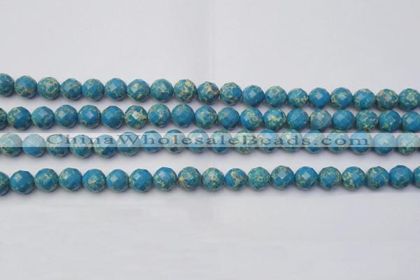 CDE2161 15.5 inches 8mm faceted round dyed sea sediment jasper beads